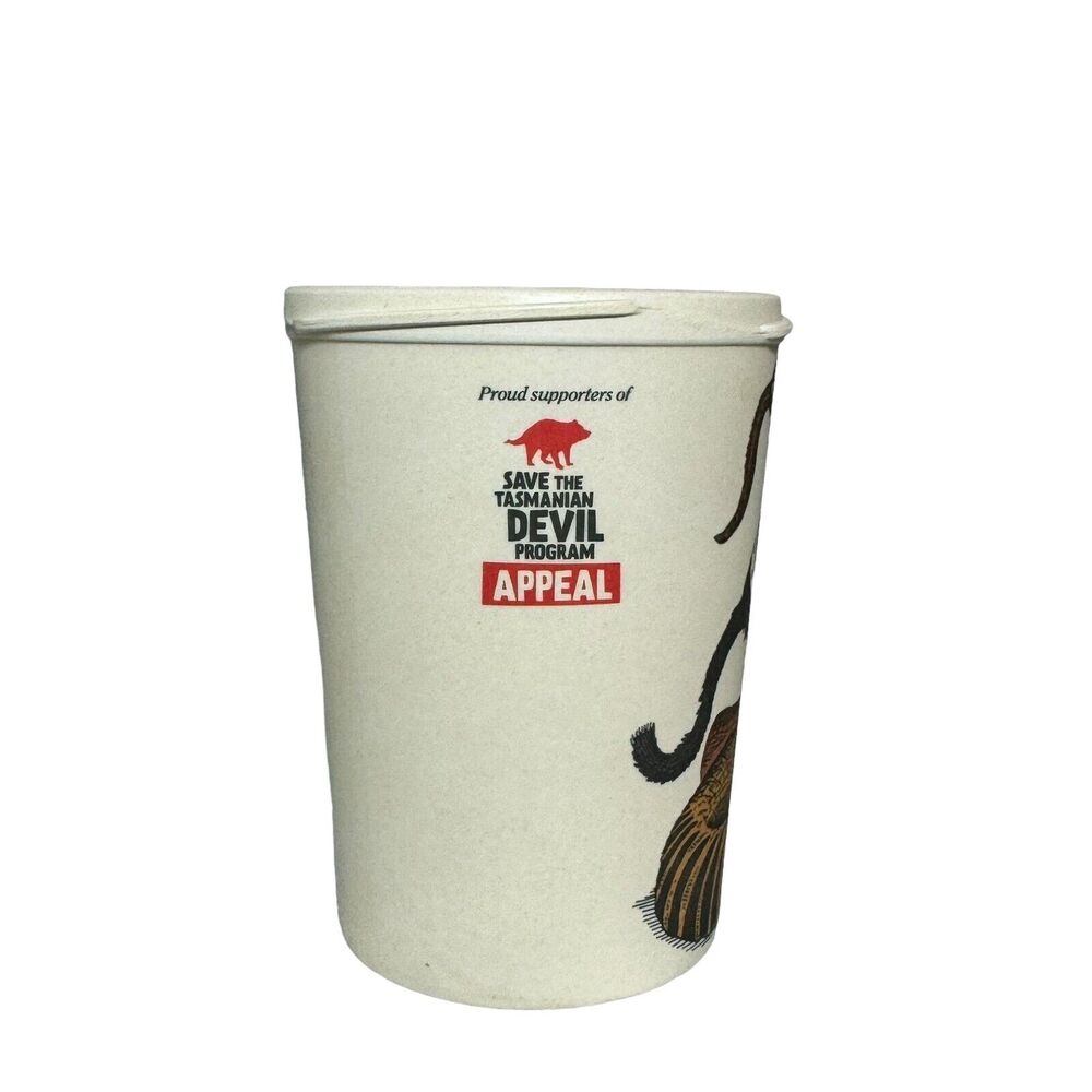 Squidinki Eco-Bamboo Fibre Keep Cups Tasmanian Devil Kookaburra 2 Cups 1 Lid - Picture 8 of 9